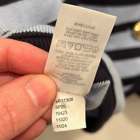 Ann Taylor Striped Blue Cardigan XXL Gold Button Cotton 2025 Preppy Quiet Luxury - Picture 7 of 9